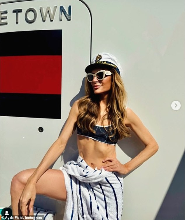 The 45-year-old, who is married to Robbie Williams, uploaded a number of bikini snaps which showed off her slender figure as she headed out on a boat trip