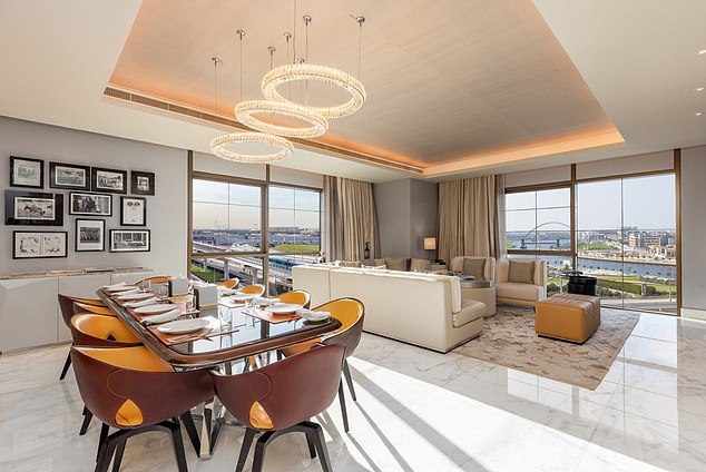 Made to entertain, the suite features a 10-seat dining table fit for hosting the most opulent dinner parties