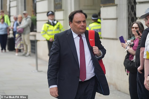 Post Office inquiry lead counsel Jason Beer, pictured outside Aldwych House in central London asked Ward about changes he made to a word document containing expert witness Gareth Jenkins' testimony in the prosecution of a postmaster wrongly accused of theft
