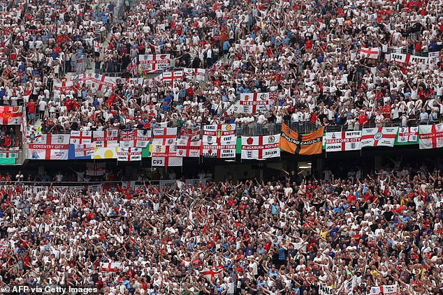 Tens of thousands of England fans have packed out the Frankfurt Arena