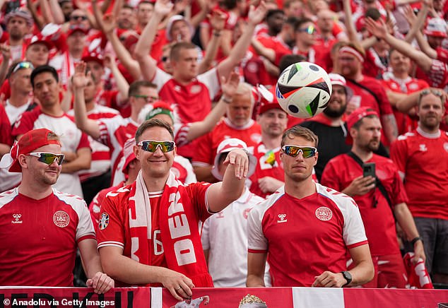 Denmark fans were dressed head to toe in Danish merchandise