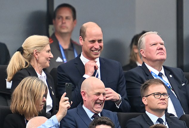 Prince William was all smiles until Denmark levelled shortly after Kane's goal