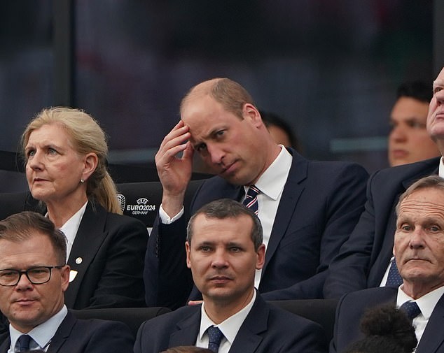 Prince William went wild when England scored early on but he looked far from impressed by the end