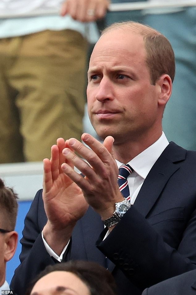 Prince William shook of the traditional royal image of a stiff upper lip today showcasing a range of emotions as he watched England take on Denmark in the Euros