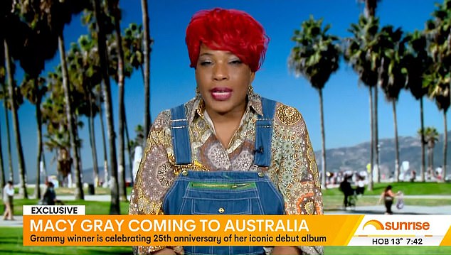 Macy Gray stunned fans on Friday with a distinctive new look during an appearance on Seven's Sunrise on Friday. (Pictured)