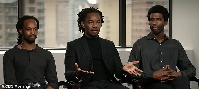 Three of the men, Alvin Jackson (left), Emmanuel Jean Joseph and Xavier Veal (right) are suing the airline, claiming they were traumatized by the experience