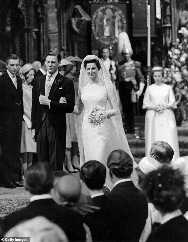 Princess Alexandra of Kent and Angus James Ogilvy on their wedding day at Westminster Abbey