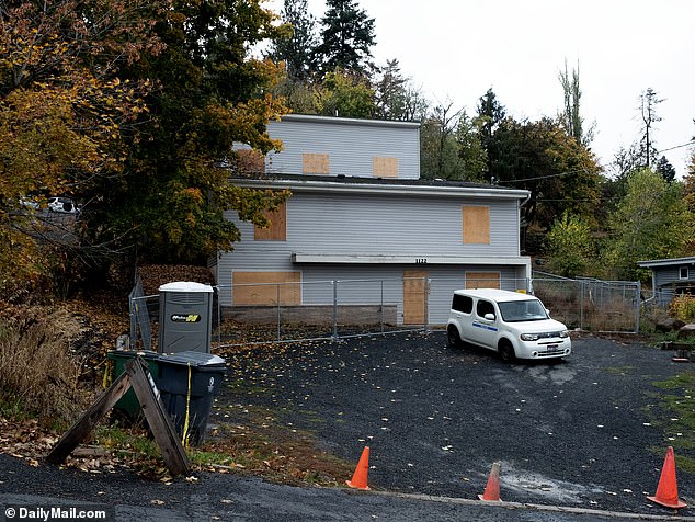 Mortensen told law enforcement she had seen a strange figure dressed in black walking past her toward the back exit of the house, pictured, just after 4am on the night of the murders