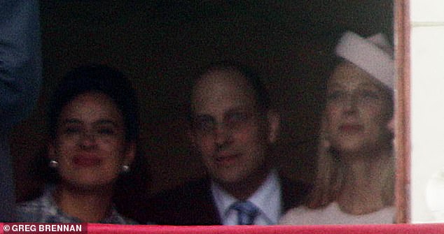 Lady Gabriella Windsor, her brother Lord Frederick Windsor, and his wife Sophie was seen watching the action through a window, as they sit inside the Palace