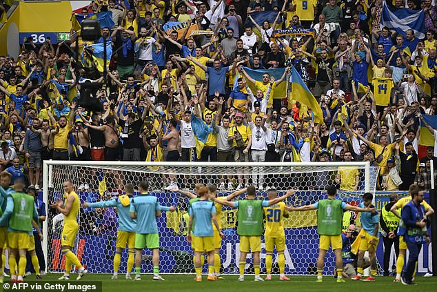 Ukraine supporters had made themselves heart throughout the game in Dusseldorf Arena