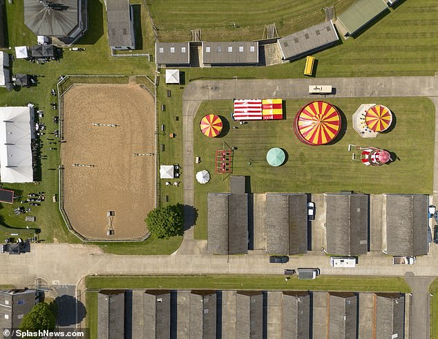 While the characters may have looked familiar, the setting was not, with the cast seen milling around the Great Yorkshire Showground in Harrogate