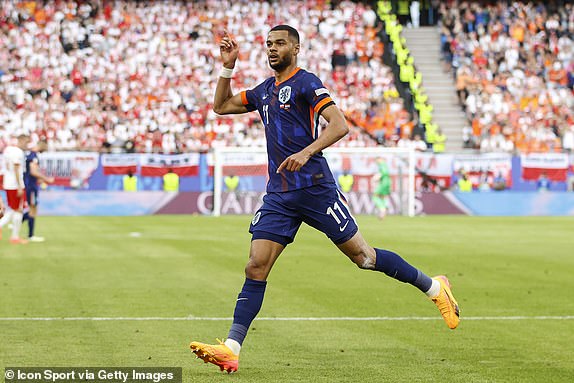 HAMBURG, Volkspark Stadium ,16-06-2024 , European Football Championship Euro2024, Group stage match no.7 between Poland and Netherlands. Netherlands player Cody Gakpo celebrating his goal 1-1 during the UEFA Euro 2024 Group D match between Poland and Netherlands on June 16, 2024 in Hamburg, Germany.(Photo by ProShots/Icon Sport via Getty Images)