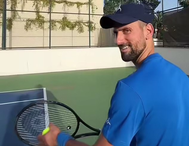 Djokovic posted a video online showing he has returned to practice on the court following surgery