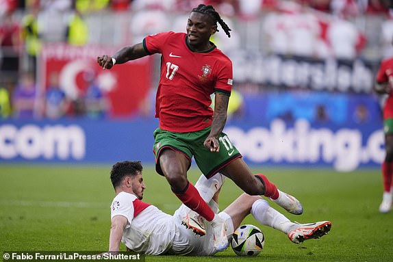 Mandatory Credit: Photo by Fabio Ferrari/LaPresse/Shutterstock (14553164an) Portugal's Rafael Leao during the Euro 2024 soccer match between Turkey and Portugal at the Signal Iduna Park, Dortmund, Germany - Saturday June 22 , 2024. Sport - Soccer . Turkey vs Portugal - Uefa Euro 2024 Germany, Dortmund - 22 Jun 2024