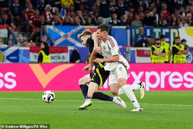 Scotland fans have vented their anger on social media after being denied what many believe was a blatant penalty in Sunday's 1-0 defeat against Hungary