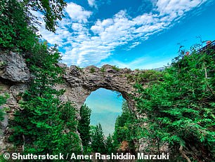 Arch Rock, a stunning stone formation on Mackinac Island