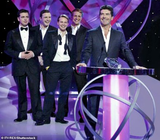 Simon, who had global success with One Direction and Westlife, is determined to change that with a new project in which he holds auditions for a new band (Pictured with Westlife in 2004)