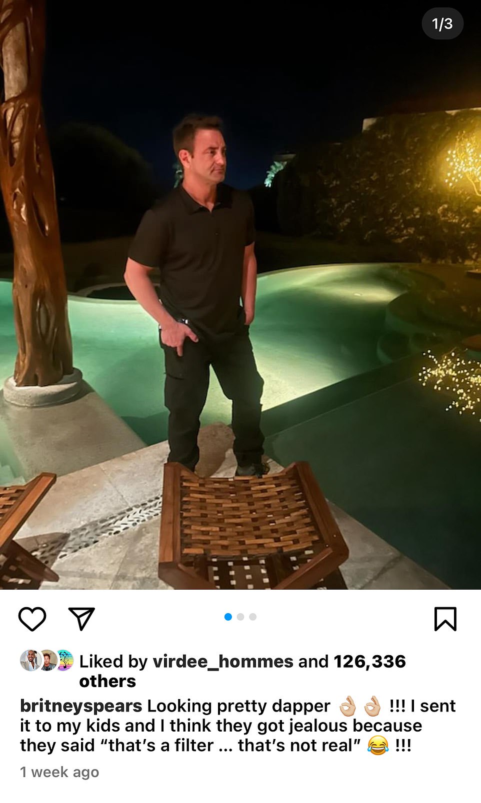 Britney, who was accompanied by Bryan for part of her vacation last week, even posted a photo of him to Instagram, indicating that he was in her good graces. 'Looking pretty dapper,' she wrote of her brother in her caption, in which the Stronger singer revealed she was still in contact with her sons. 'I sent it to my kids and I think that they got jealous because they said "that's a filter...that's not real,"' she joked. The boys have been living full time in Hawaii since August of 2023, when their father moved his family, including Victoria Prince, his wife of 10 years, and their two daughters: Jordan, 12, and Payton, nine.