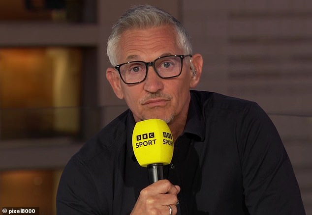 Reports have suggested the current Euros could be the last tournament Gary Lineker presents for the BBC - he is seen here last night's coverage of the match between Croatia and Italy