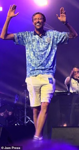 Peter Crouch delighted festival goers by jumping up on stage and dancing to Don't You Want Me Baby over the weekend