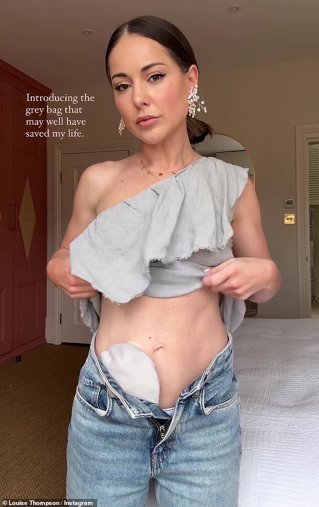 She revealed back in March that she had a stoma bag fitted after years of suffering from ulcerative colitis following a diagnosis in 2018 (pictured in March)