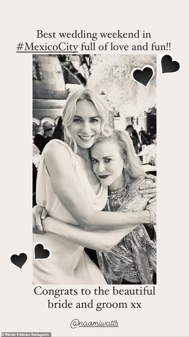 Here she was seen with pal Nicole Kidman at her wedding to Billy Crudup