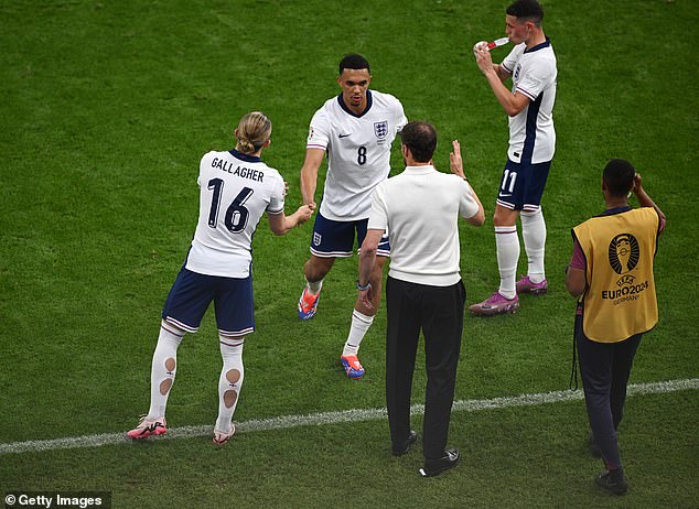 Trent Alexander-Arnold had started England's first two group games but has been withdrawn for Gallagher in both ties