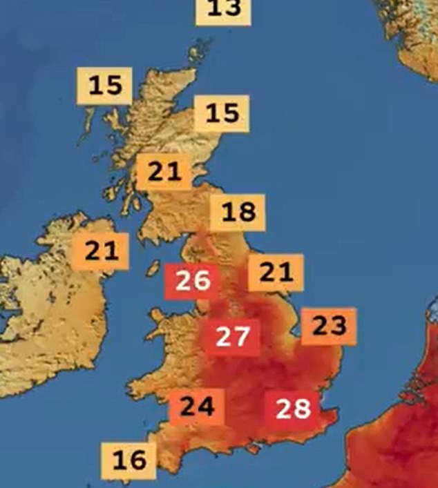 While it is predicted to hit 31C in parts of the country today, the scorching conditions are set to be short-lived as cooler weather is in store from Thursday