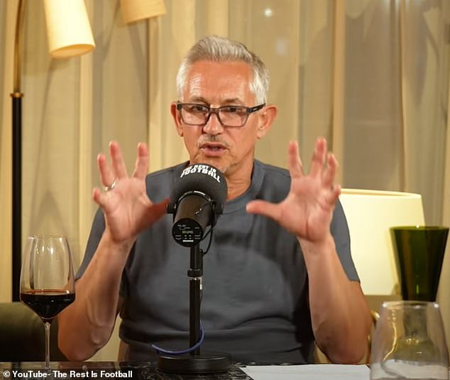 Sat with a glass of wine, Gary Lineker praised England's display against Slovenia - and was called out for it
