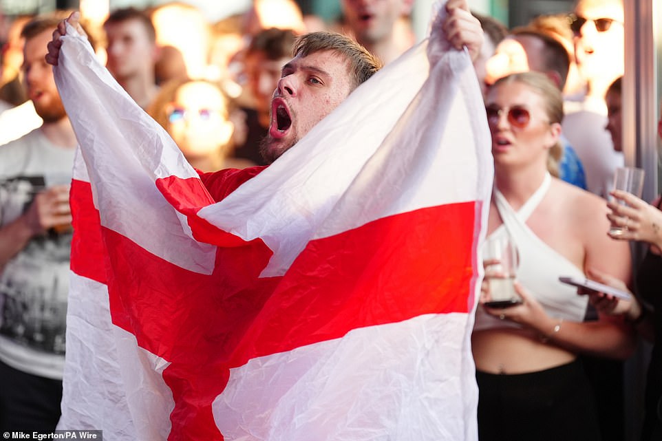 With a flag of St George painted on her face, events manager Charlotte Dale, 32, from Nottingham, said: 'We may not have won but we're into the last 16 as group winners and we avoid Germany. There was a lot of negativity in the run up to this game and hopefully this will go some way to silencing that noise. It frustrates me that all of us - the fans, the pundits, everyone - seem to have no middle ground as far as England is concerned.'