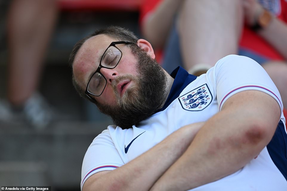 'If we win we're the best in the world and should be beating everyone 5-0. If we lose we're suddenly 's***', as Gary Lineker said. 'The truth is probably always somewhere in between. Most people would have taken a group win before the tournament. No-one will want to play us.' Fans in the UK had ditched work early to bag the best seats in local boozers and screening venues as they remained hopeful about their team's shaky fate - but were left bitterly 'bored' and disappointed.