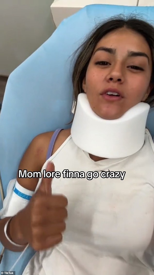 Jaramillo later uploaded a video of herself covered in bandages and a neck brace from the hospital and assured fans that she was alright