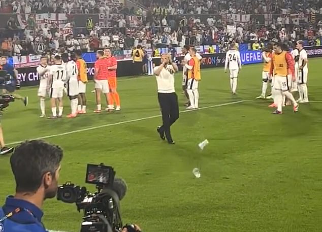 Some supporters threw plastic cups at manager Gareth Southgate as he applauded at full time