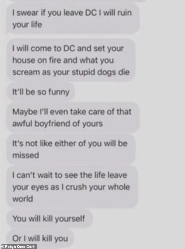 Screenshot shows an example of the kind of text messages Kass-Gerji received from one of her fellow contestants, which led her to withdraw herself from the Miss Pennsylvania contest