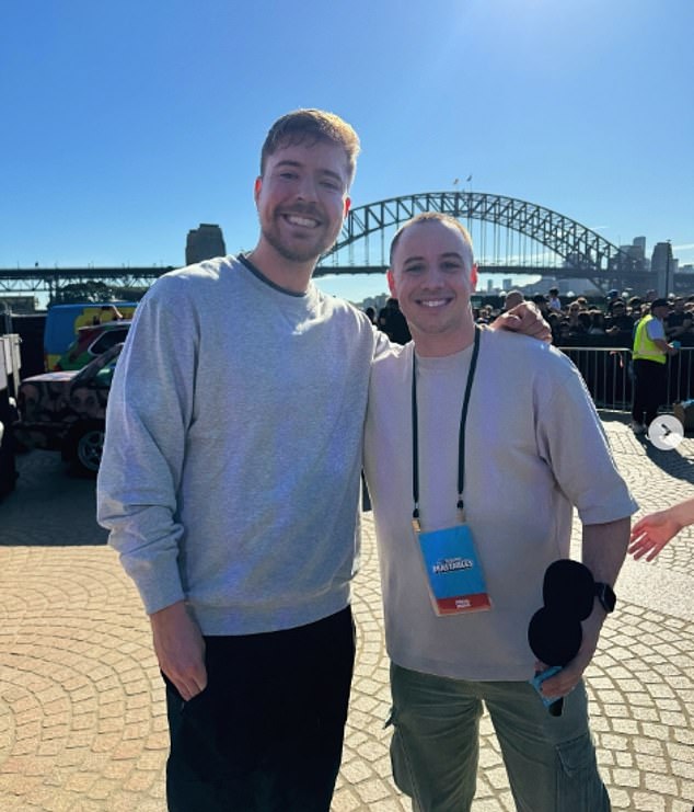 The 26-year-old, whose real name is Jimmy Donaldson (left), spoke to Kyle & Jackie O Show producer Pedro Vitola (right) on Wednesday and revealed the one video he was banned from making that could have left him dead