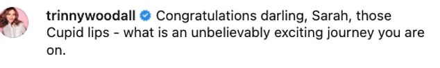 Sarah's fans and famous friends all rushed to offer their congratulations following the good news