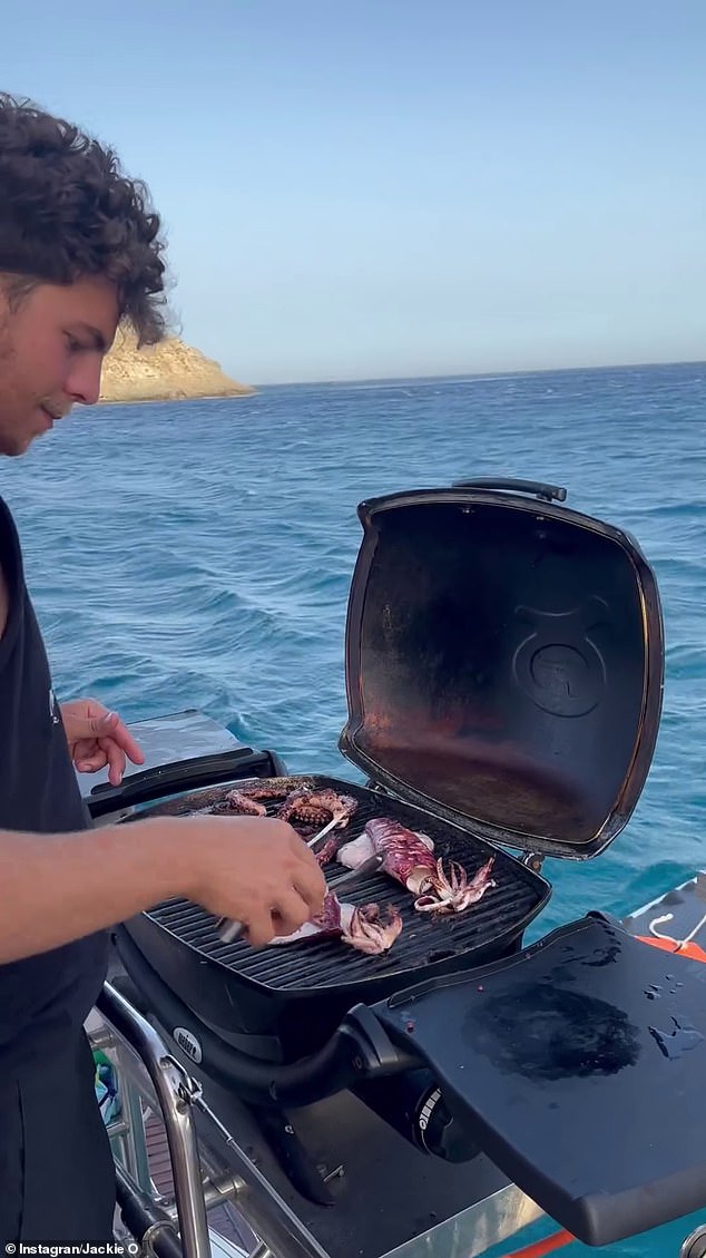 In a series of Instagram snaps, Jackie shared glimpses of her luxurious day out on a boat, but it was a handsome local man by her side who caught her followers attention