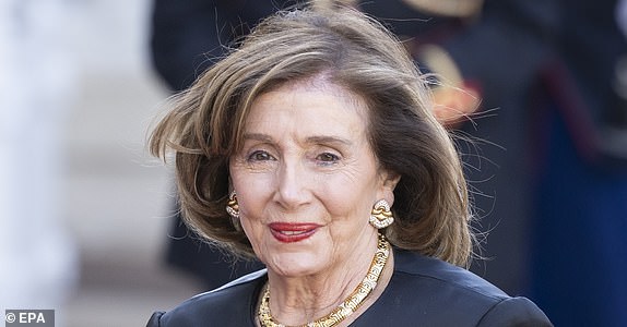 epa11398677 Former US House Speaker Nancy Pelosi arrives for an official state dinner for the visit of  US President Joe Biden his wife Jill Biden at the Elysee Palace, Paris, France, 08 June 2024. US President Joe Biden is being feted by French President Emmanuel Macron with a state visit, as the two allies aim to show off their partnership on global security issues and move past trade tensions.  EPA/ANDRE PAIN