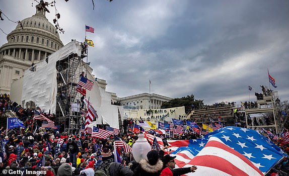 WASHINGTON, DC - JANUARY 6: Trump supporters clash with police and security forces as people try to storm the US Capitol on January 6, 2021 in Washington, DC. Demonstrators breeched security and entered the Capitol as Congress debated the 2020 presidential election Electoral Vote Certification. (photo by Brent Stirton/Getty Images)