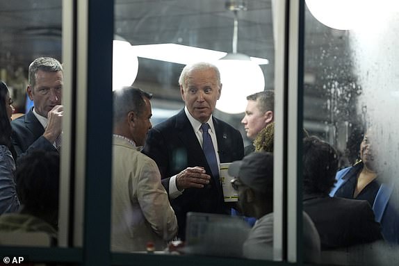 President Joe Biden visits a Waffle House in Marietta, Ga., Friday, June 28, 2024, following a presidential debate in Atlanta. (AP Photo/Evan Vucci)