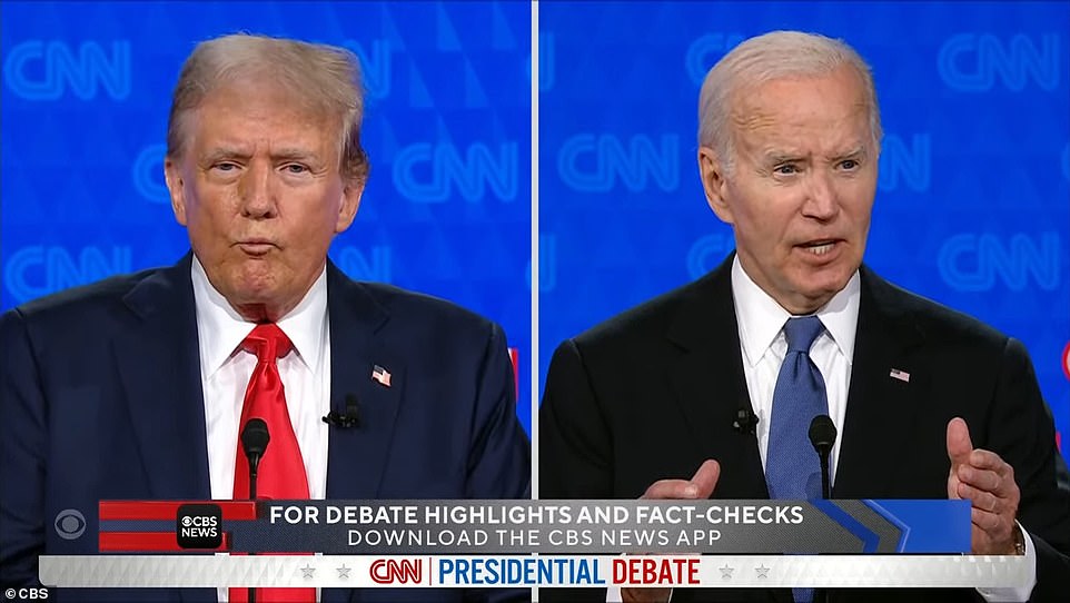 Then Biden appeared to mock Trump for fudging his height and weight. 'You can see he is 6 foot five and only 225 pounds,' Biden responded, as Trump shook his head. 'I'd be happy to have a driving contest with him.' Biden said he got his golf handicap down to a 6, which sparked a pained expression of disbelief from his opponent. ¿I¿d be happy to play golf with you if you carry your own bag. Think you can do it?¿ Biden asked him. ¿Let¿s not act like children,¿ Trump said. 'You are a child,' said Biden, getting in the last word.