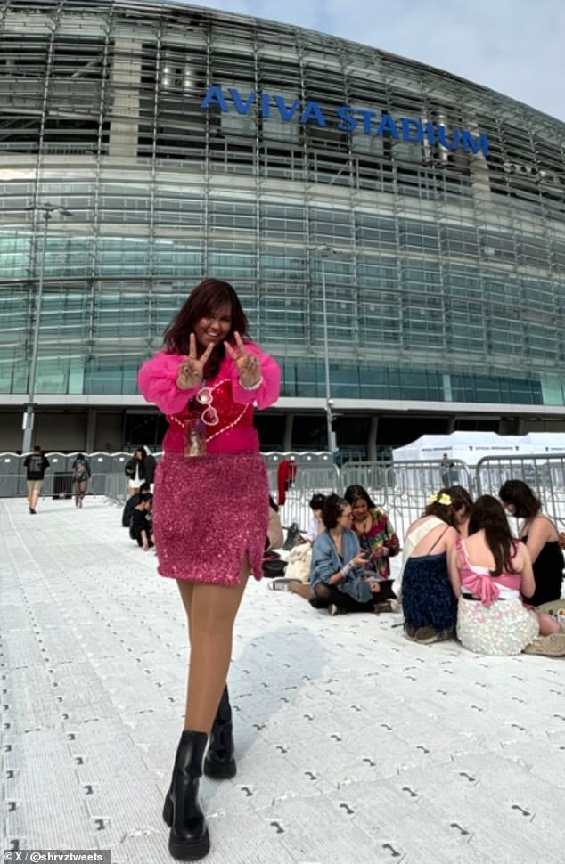 Fan @shrvztweets, showing off her bedazzling glittering outfit, was already gearing to line up around 10am