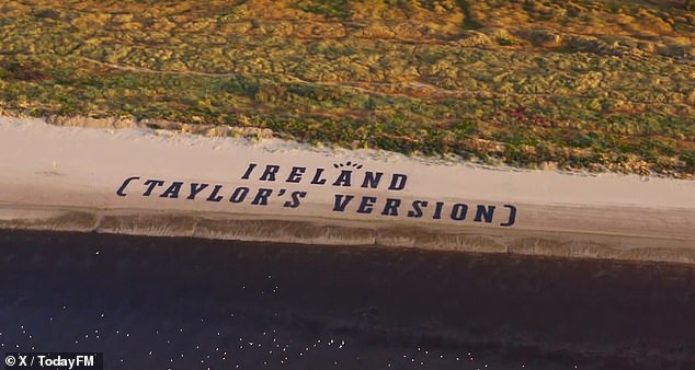 Elsewhere, radio station Today FM revealed a an installation dedicated to the singer - with the words Ireland (Taylor's Version) spelt out on Dublin beach