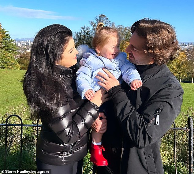 However despite her fame Storm admitted that she lives a very normal life and never finds herself rubbing shoulders with A-listers at swanky parties or premieres (pictured with husband Kerr Okan and two-year-old son Otis)