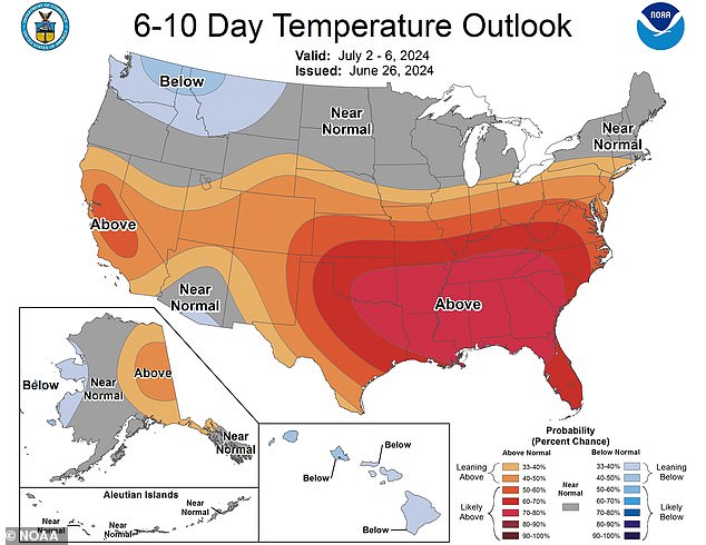 Stifling temperatures will impact tens of millions of people residing in the 12 states that have a 70 to 80 percent chance of experiencing above-average temperatures heading into the Fourth of July weekend