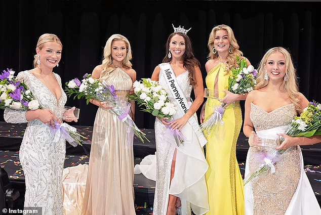 Vespico (in yellow) was crowned second runner-up in the contest that was won by Miss Greater Pittsburgh Page Weinstein, 26
