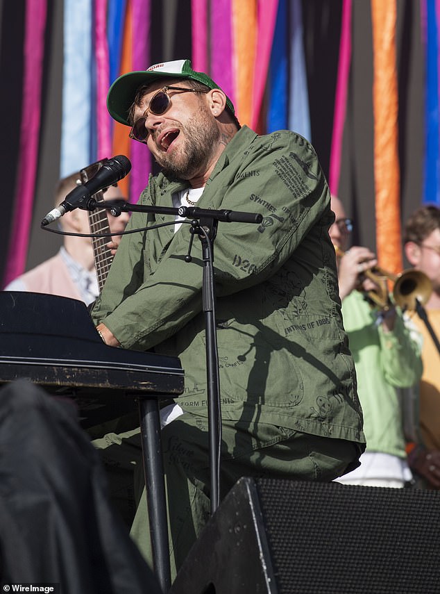 Pictured: Damon Albarn performs with The Bombay Bicycle Club on The Other Stage