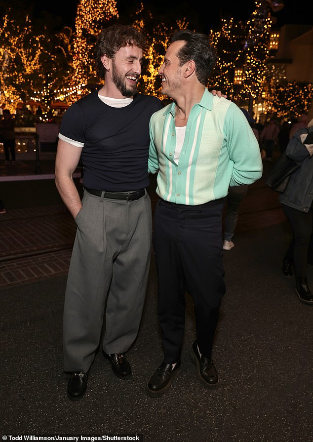 It comes after Andrew spoke out on his close friendship with his co-star Paul, calling him ' a wonderful friend' (pictured together at a screening for their film in November)