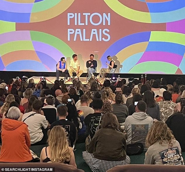 The Irish actor, who stars as mysterious neighbour Harry in the emotional drama, 28, seemed in high spirits as he reunited with his co-star Andrew, 47, to participate in a special Q&A with Saoirse Ronan, 30, (far right)