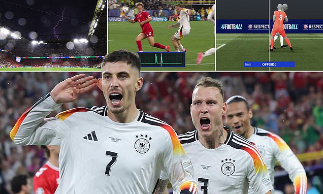 Germany 2-0 Denmark: Hosts survive scare - and a storm - to reach quarter-finals at Euro